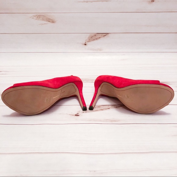 NWOT Dolce Vita Red Suede Peep Toe Pumps Size 7.5 - Picture 4 of 7